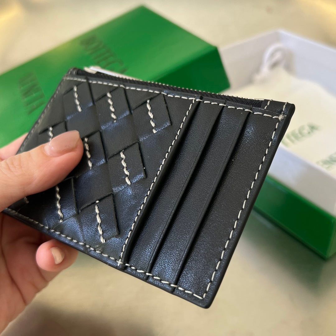 Kartenetui mit Reißverschluss, 11 schwarzes Kalbsleder