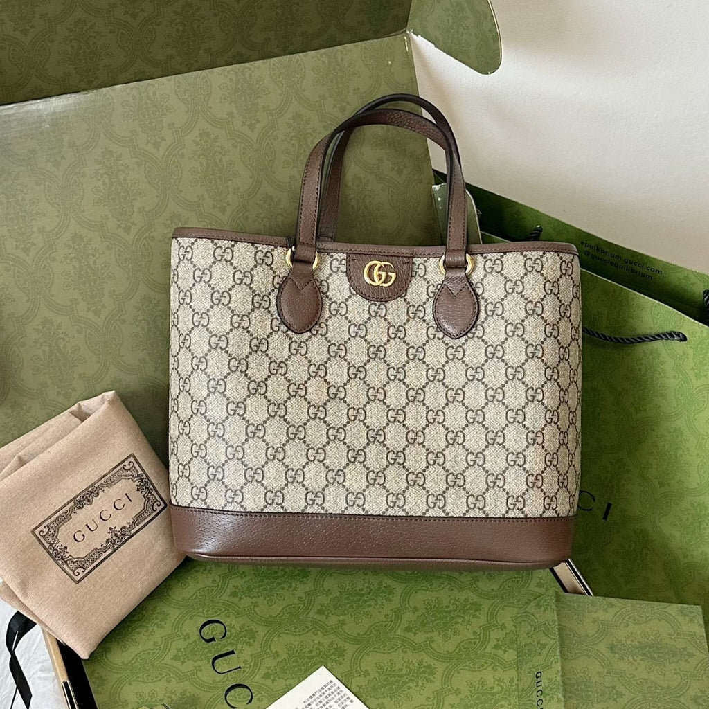 OPHIDIA KLEINE EINTRITTSTASCHE 31 BEIGE CANVAS UND BRAUNES KALBSLEDER