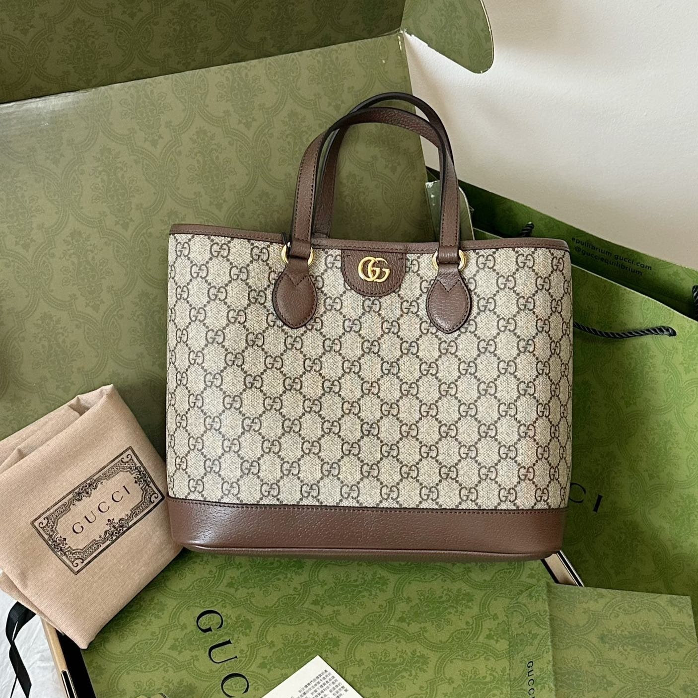 OPHIDIA KLEINE EINTRITTSTASCHE 31 BEIGE CANVAS UND BRAUNES KALBSLEDER