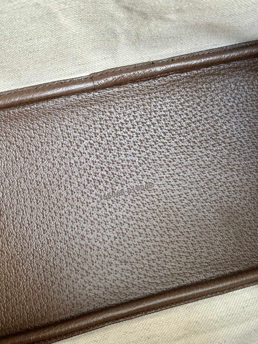 OPHIDIA KLEINE EINTRITTSTASCHE 31 BEIGE CANVAS UND BRAUNES KALBSLEDER