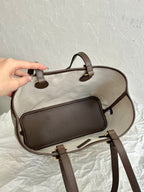 OPHIDIA KLEINE EINTRITTSTASCHE 31 BEIGE CANVAS UND BRAUNES KALBSLEDER