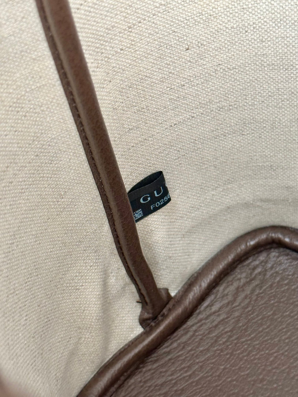 OPHIDIA KLEINE EINTRITTSTASCHE 31 BEIGE CANVAS UND BRAUNES KALBSLEDER