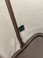 OPHIDIA KLEINE EINTRITTSTASCHE 31 BEIGE CANVAS UND BRAUNES KALBSLEDER