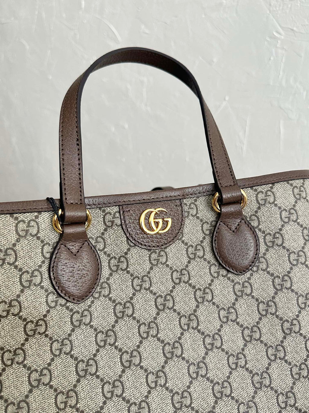 OPHIDIA KLEINE EINTRITTSTASCHE 31 BEIGE CANVAS UND BRAUNES KALBSLEDER