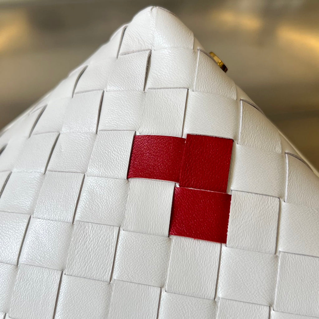 WALLACE 22 Beutel in Weiß Mix Rot Kalbsleder