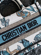 MINI BUCHTASCHE 21 SCHMETTERLINGSMUSTER BLAUES KALBSLEDER