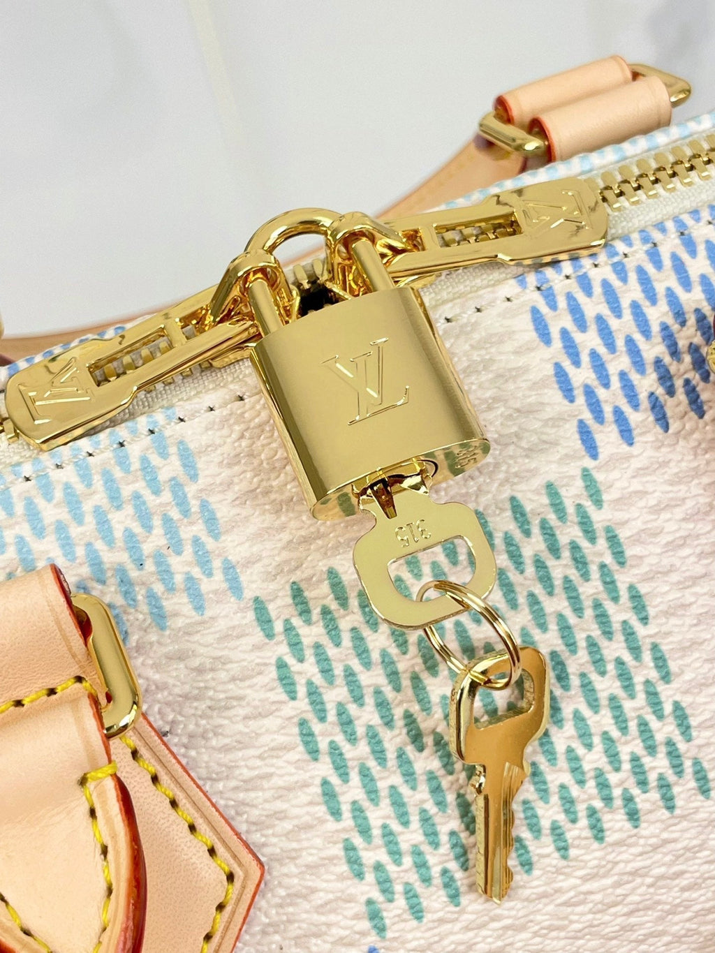 SPEEDY BANDOULIÈRE 20 IN PISTAZIEN-DAMIER-RIESEN-CANVAS-GOLD-HARDWARE