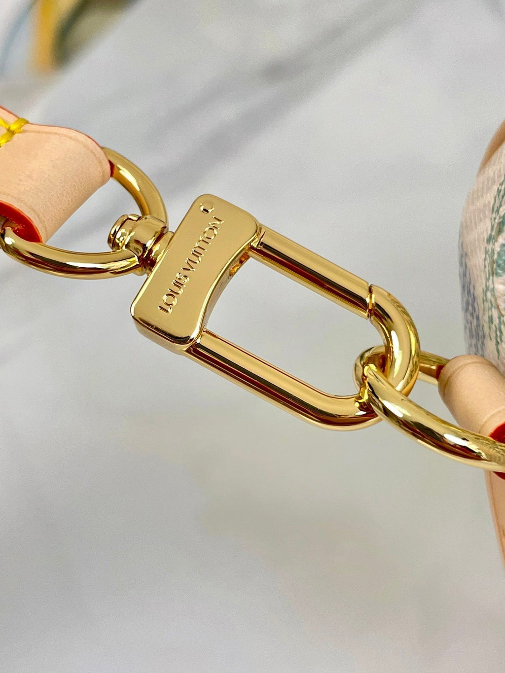 SPEEDY BANDOULIÈRE 20 IN PISTAZIEN-DAMIER-RIESEN-CANVAS-GOLD-HARDWARE