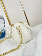 NANO SPEEDY 16 ZOLL WEISS LATTE MONOGRAM EMPREINTE LEDER GOLDENE BESCHLÄGE