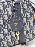 KLEINE 25 D-VIBE BOWLING-TASCHE IN BLAUEM MONOGRAMM-OBLIQUE-JACQUARD