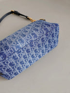 DIORSTAR 28 HOBO-TASCHE MIT KETTE, BLAUER DENIM, OBLIQUE-JACQUARD