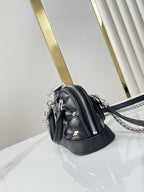 NANO ALMA 18 IN BLACK QUILTED LAMBSKIN GOLD AND SILVER HARDWARE