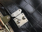 SLIM TRUNK 23 IN BLACK CROCODILE PATTERN CALFSKIN SILVER HARDWARE