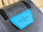 DOPP KIT 28 IN GUN METAL MONOGRAM ECLIPSE CANVAS AND TURQUOISE CALFSKIN TRIM