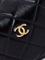 HOBO BAG 18 IN BLACK SOFT LAMBSKIN GOLD CHAIN