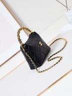 HOBO BAG 18 IN BLACK SOFT LAMBSKIN GOLD CHAIN