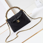 HOBO BAG 18 IN BLACK SOFT LAMBSKIN GOLD CHAIN