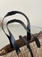 MINI TOUJOURS BAG 23 IN BEIGE CANNAGE CALFSKIN BLACK STRAP