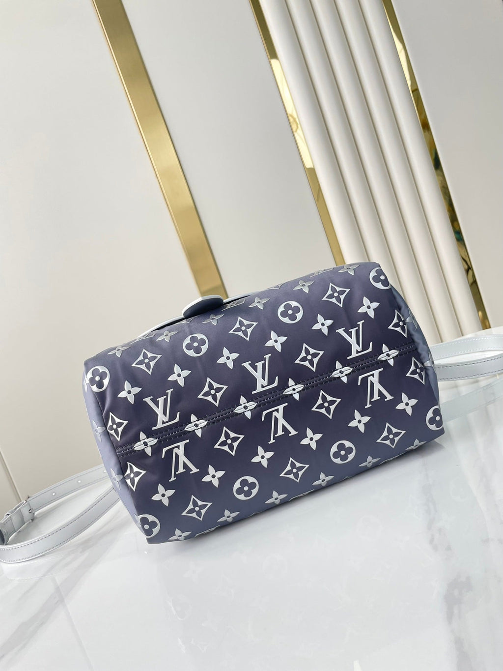 SPEEDY BANDOULIÈRE 25 IN FADIENT SILVER MONOGRAM NYLON SILBER HARDWARE