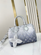 SPEEDY BANDOULIÈRE 25 IN FADIENT SILVER MONOGRAM NYLON SILBER HARDWARE