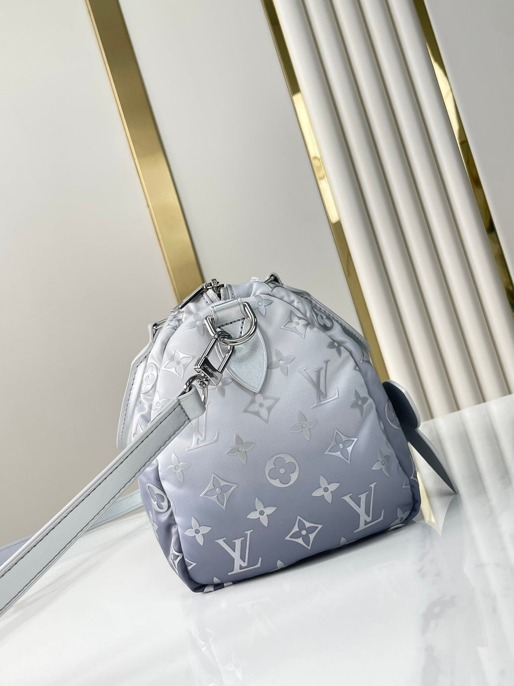 SPEEDY BANDOULIÈRE 25 IN FADIENT SILVER MONOGRAM NYLON SILBER HARDWARE