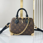 SPEEDY TRUNK 20 IN BRAUNEM MONOGRAMM-CANVAS UND SCHWARZEM KALBSLEDERBESATZ GOLDENE SCHNALLE