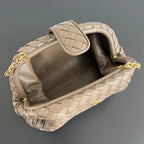 LAUREN 1980 TASCHE 31 IN HOLZBRAUN LAMMLEDER GOLDENER RIEMEN