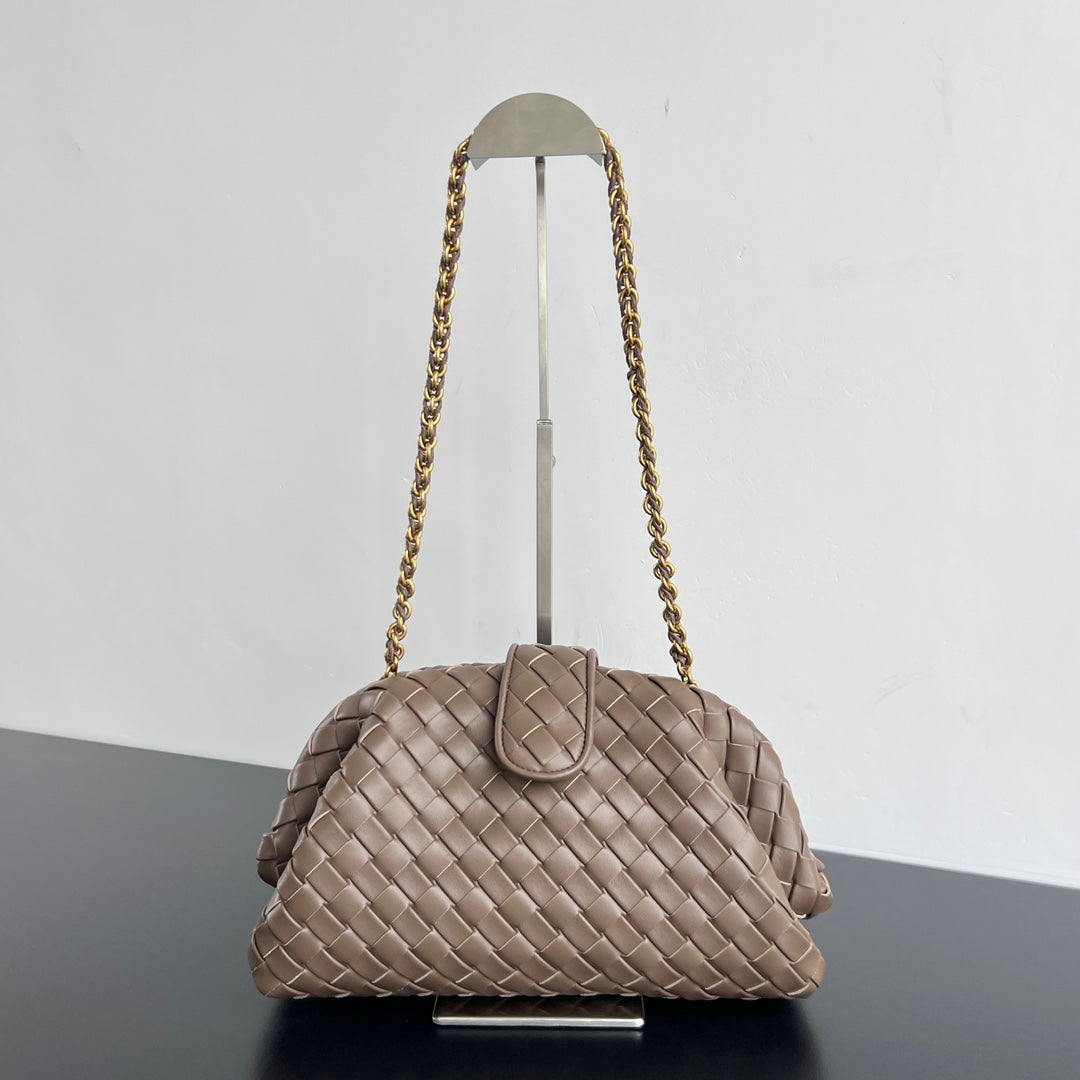 LAUREN 1980 TASCHE 31 IN HOLZBRAUN LAMMLEDER GOLDENER RIEMEN