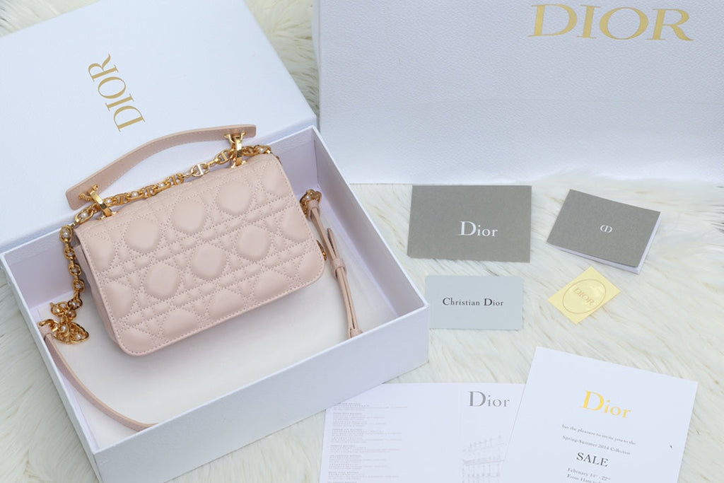 JOLIE Henkeltasche 19 Zoll in hellrosa Cannage-Kalbsleder