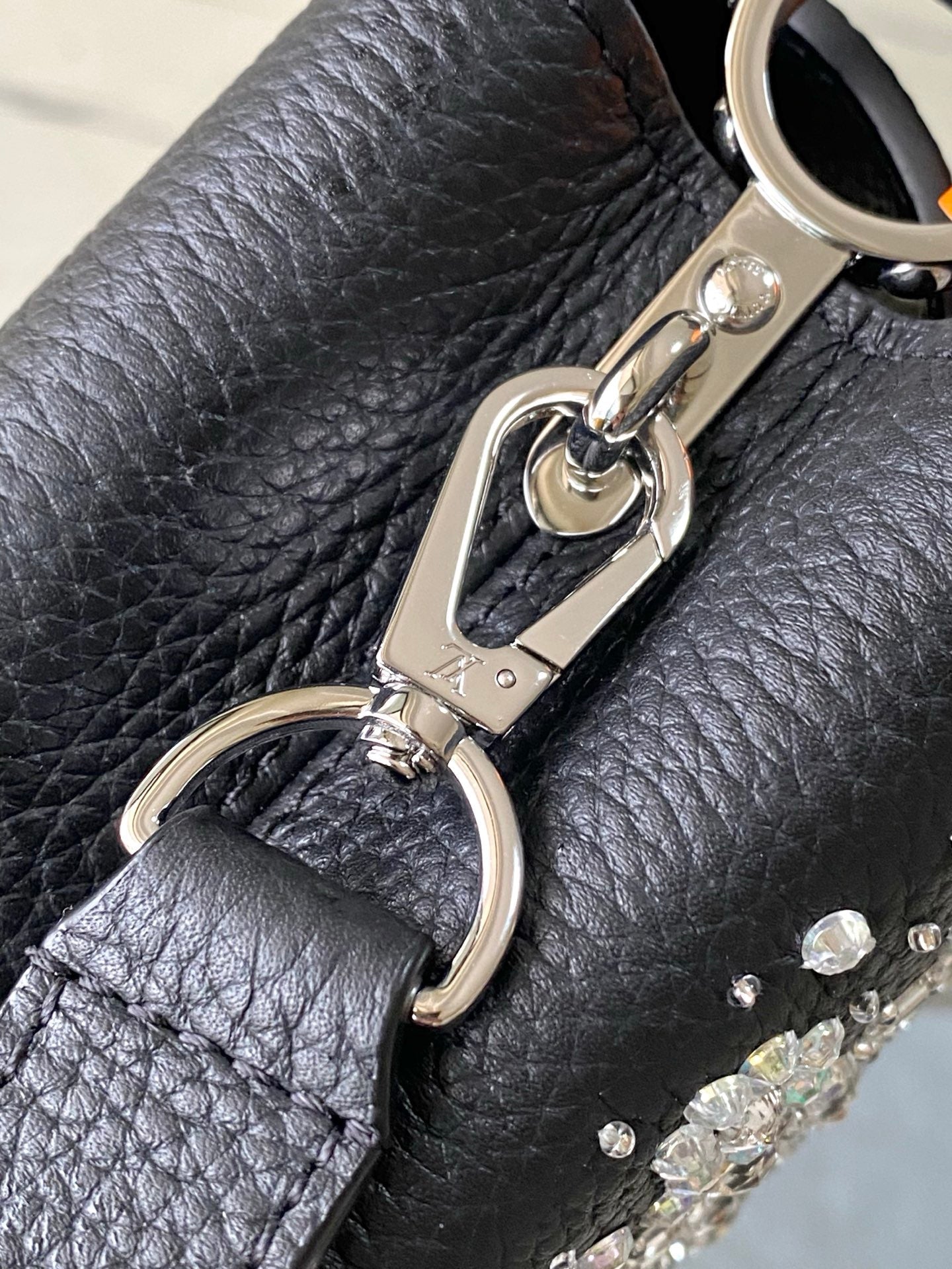 ONTHEGO 2025 NEW CLASSIC BLACK MINI HANDBAG WITH RHINESTONE EMBELLISHING
