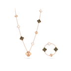 ¡®Jewelicorn¡¯NEU Wandelbare lange Halskette mit 15 vierblättrigen Kleeblatt-Anhängern