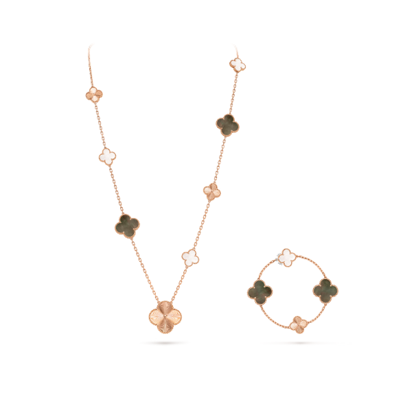 ¡®Jewelicorn¡¯NEU Wandelbare lange Halskette mit 15 vierblättrigen Kleeblatt-Anhängern