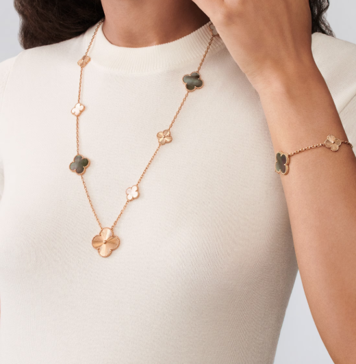 ¡®Jewelicorn¡¯NEU Wandelbare lange Halskette mit 15 vierblättrigen Kleeblatt-Anhängern