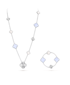 ¡®Jewelicorn¡¯NEU Wandelbare lange Halskette mit 15 vierblättrigen Kleeblatt-Anhängern