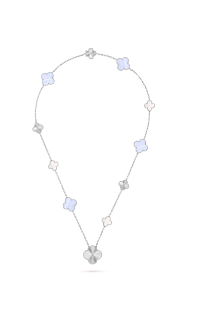 ¡®Jewelicorn¡¯NEU Wandelbare lange Halskette mit 15 vierblättrigen Kleeblatt-Anhängern