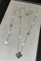 ¡®Jewelicorn¡¯NEU Wandelbare lange Halskette mit 15 vierblättrigen Kleeblatt-Anhängern