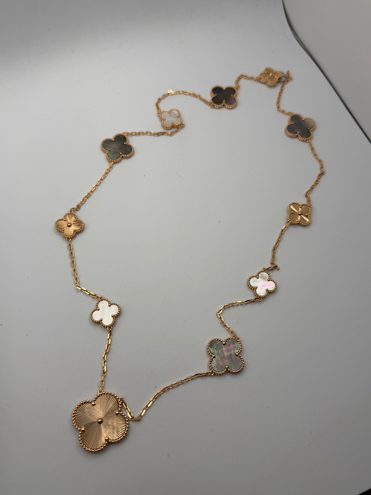 [⭐JeweliWhal]NEW  Convertible long necklace with 15 four-leaf clover charms