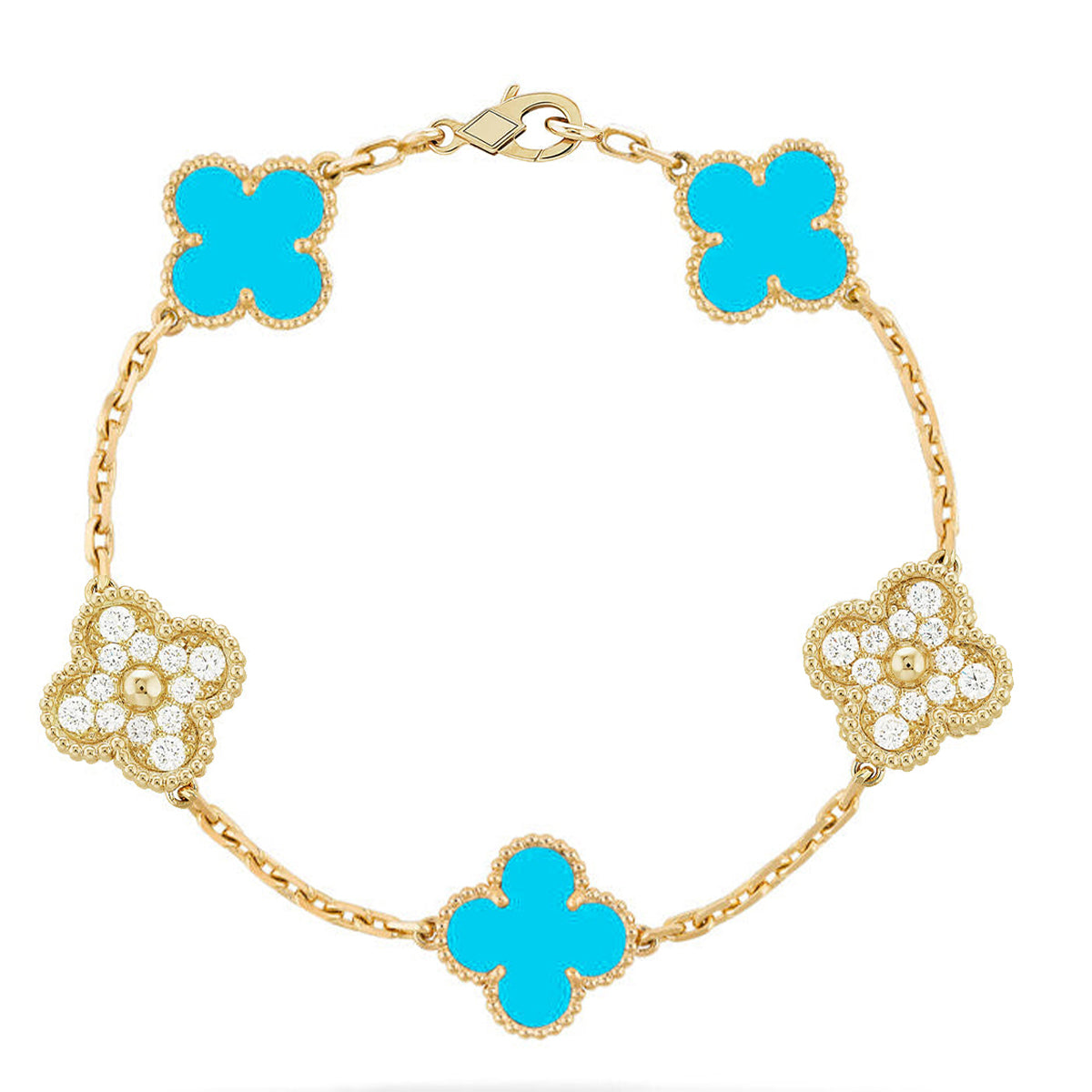 [⭐JeweliWhal] CLOVER 5 MOTIF TURQUOISE BRACELET COLLECTION