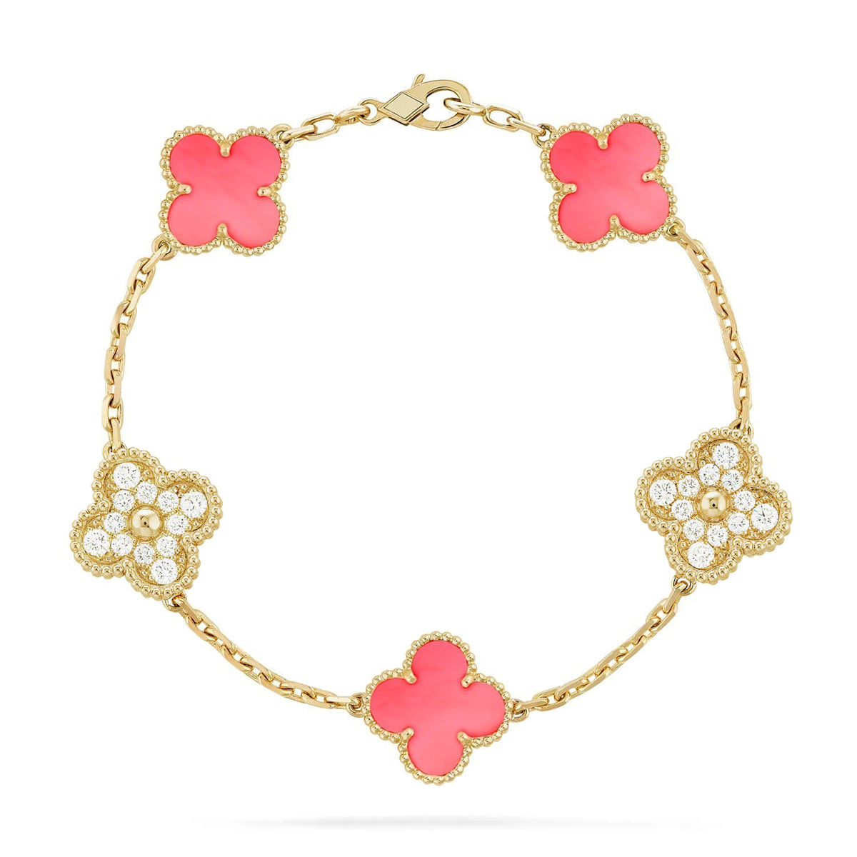 [⭐JeweliWhal] CLOVER 5 MOTIFS  PINK MOP BRACELET COLLECTION