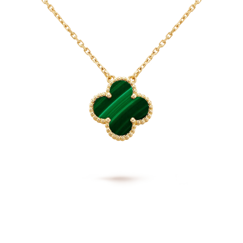 ¡®Jewelicorn¡¯CLOVER 15MM MALACHITE SINGLE FLOWER  NECKLACE