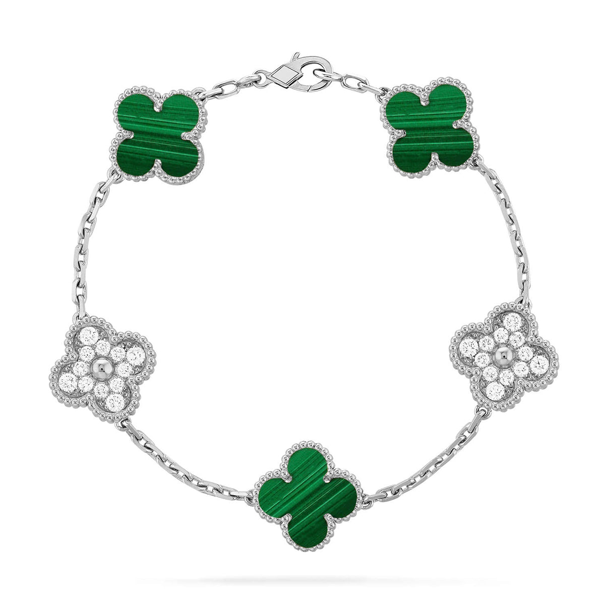 [⭐JeweliWhal] CLOVER 5 MOTIF MALACHITE BRACELET COLLECTION
