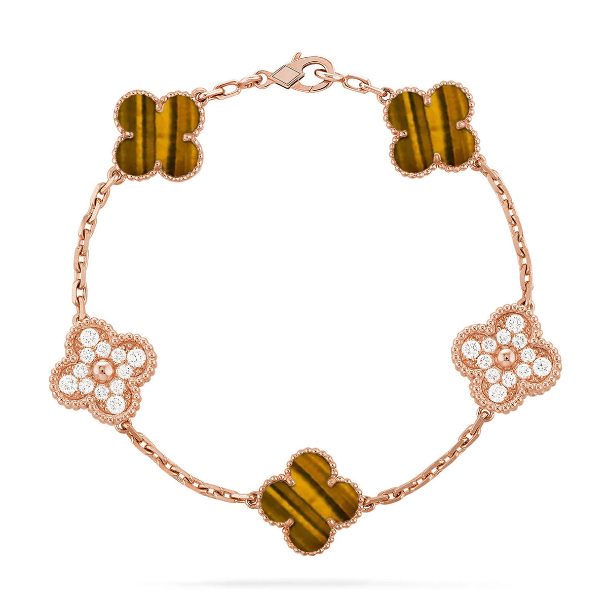 [⭐JeweliWhal] CLOVER 5 MOTIFS TIGER EYE BRACELET COLLECTION