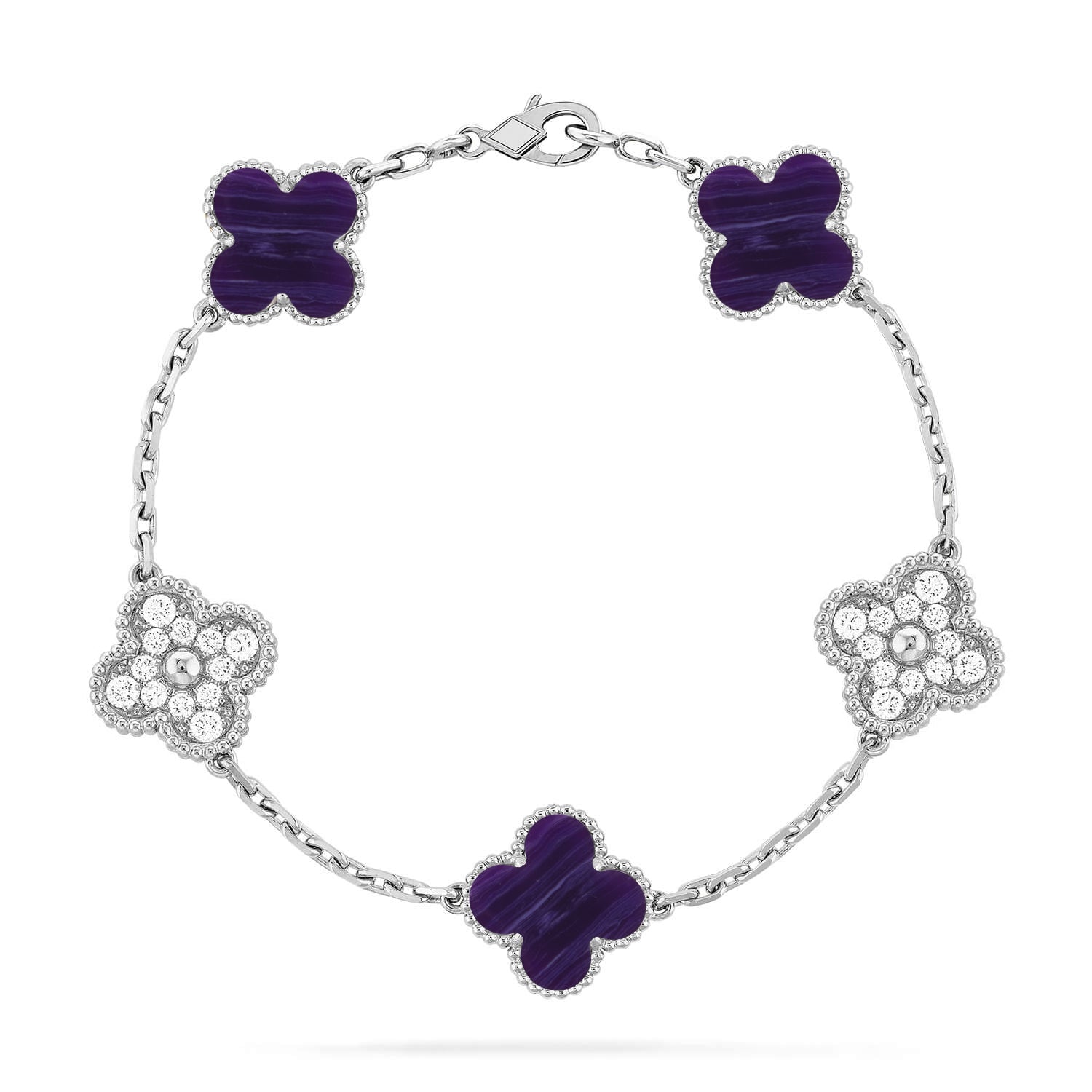 [⭐JeweliWhal]CLOVER 5 MOTIF PURPLE STRIPES BRACELET COLLECTION