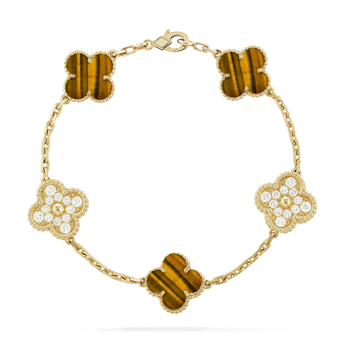 [⭐JeweliWhal] CLOVER 5 MOTIFS TIGER EYE BRACELET COLLECTION
