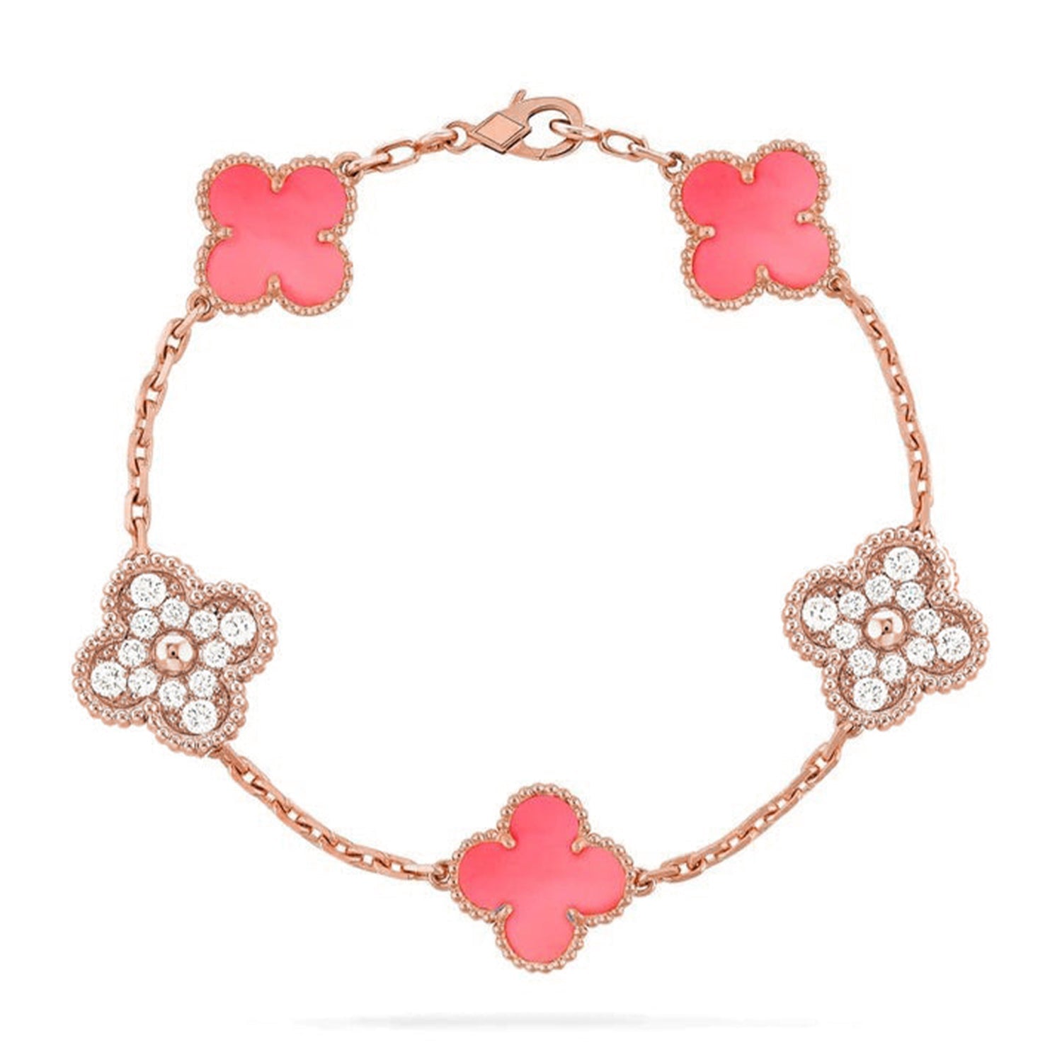 [⭐JeweliWhal] CLOVER 5 MOTIFS  PINK MOP BRACELET COLLECTION