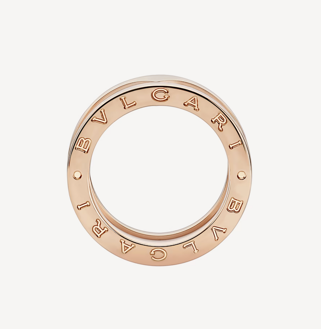 ¡®Jewelicorn¡¯ZERO 1 TWO-BAND LOOPS AND WHITE CERAMIC SPIRAL PINK GOLD RING
