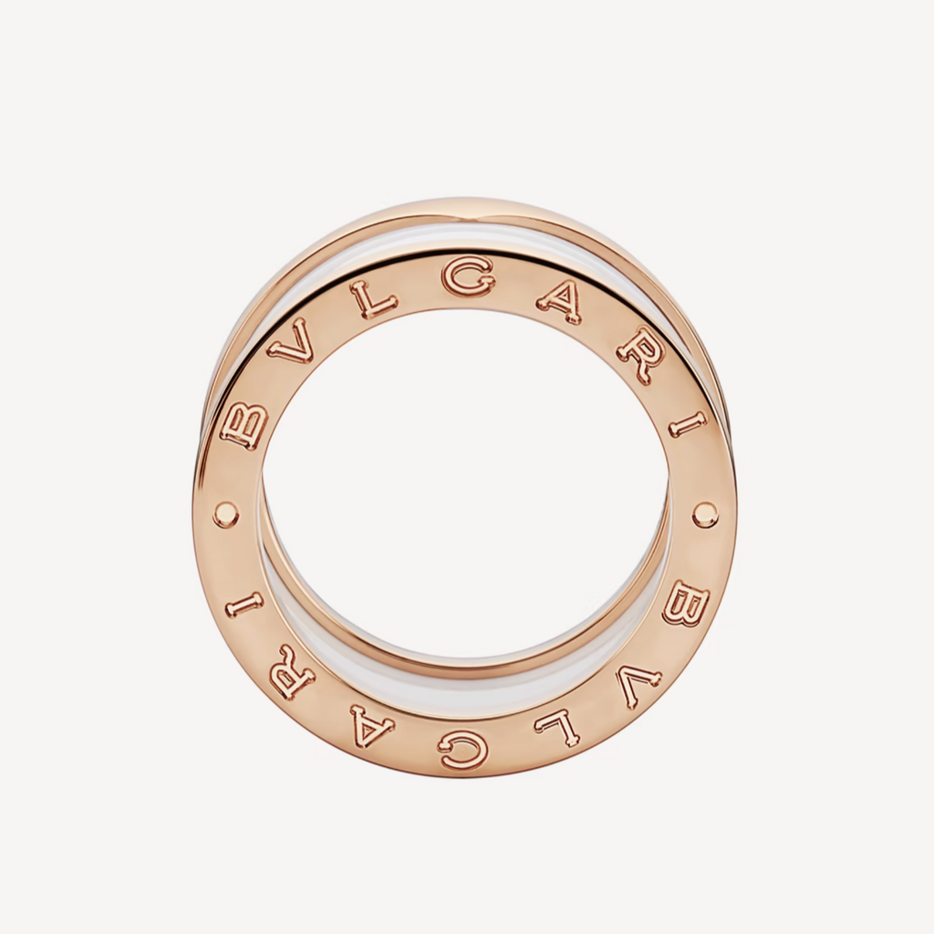 ¡®Jewelicorn¡¯ZERO 1 FOUR-BAND LOOPS AND WHITE CERAMIC SPIRAL PINK GOLD RING
