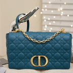 GROSSE CARO-TASCHE 28 TIEFES OZEANBLAU GESCHMEIDIGES CANNAGE-KALBLEDER 