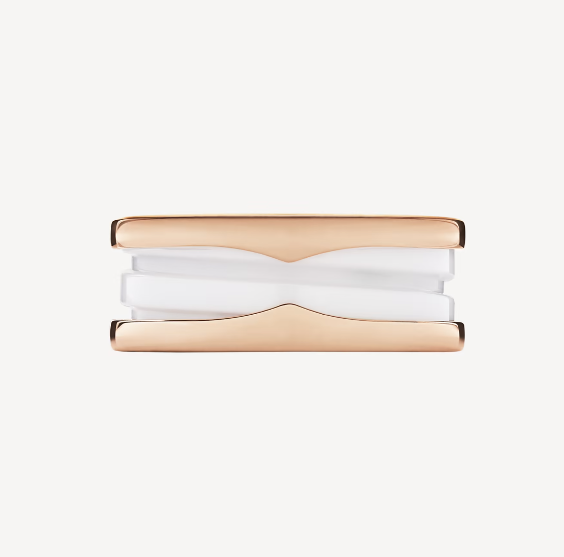 ¡®Jewelicorn¡¯ZERO 1 TWO-BAND LOOPS AND WHITE CERAMIC SPIRAL PINK GOLD RING