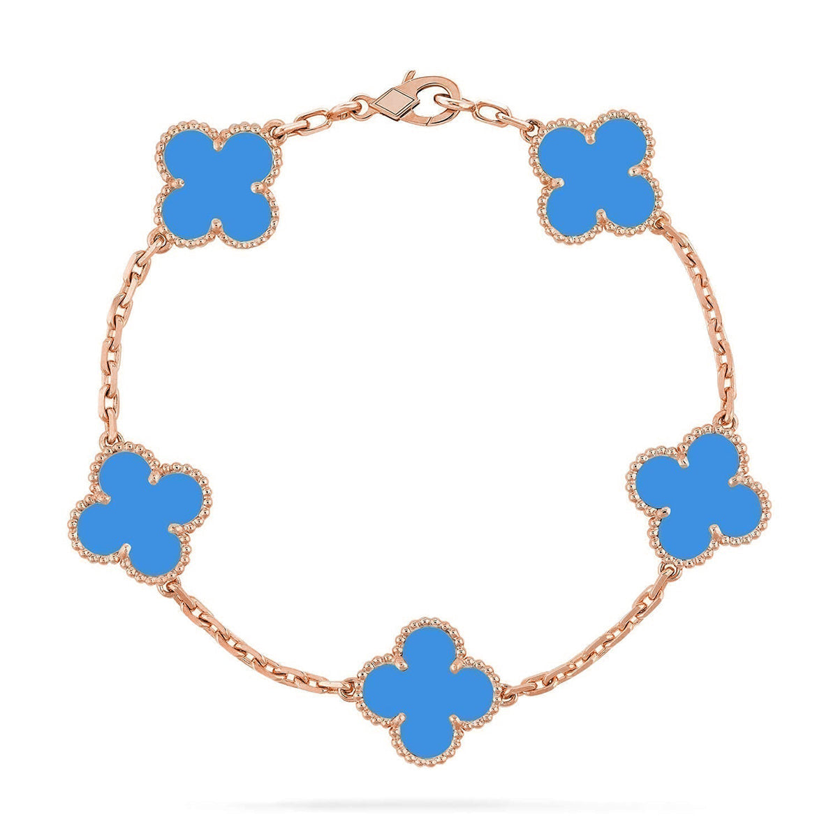 [⭐JeweliWhal] CLOVER 5 MOTIF BLUE AGATE BRACELET COLLECTION